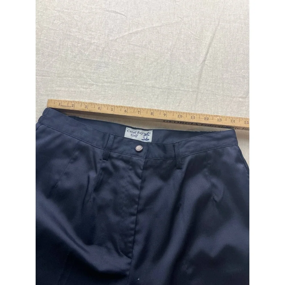 Vintage Coral Bay Golf Shorts Women 10 Navy‎ Blue Outdoor Pleated Athleisure